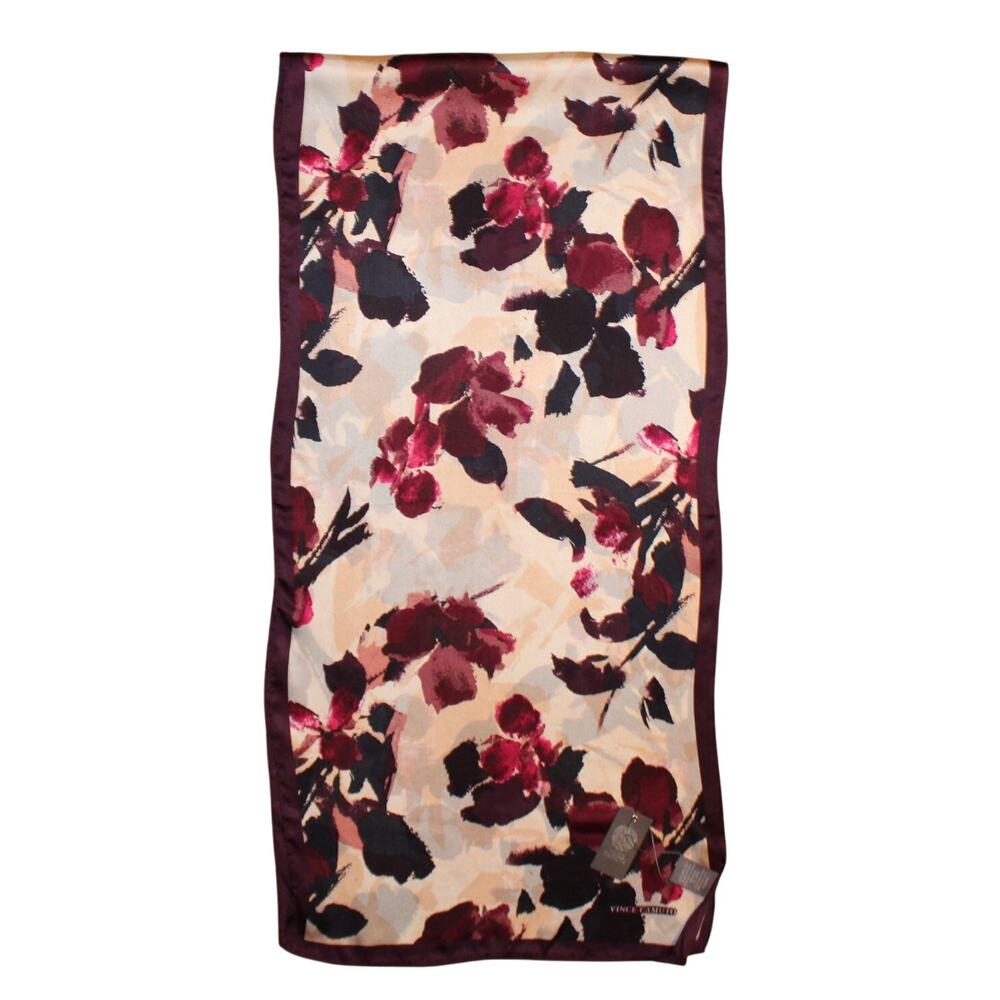 Vince Camuto 100% Silk 72" x 18" Fancy Floral Oblong Scarf #VC2494